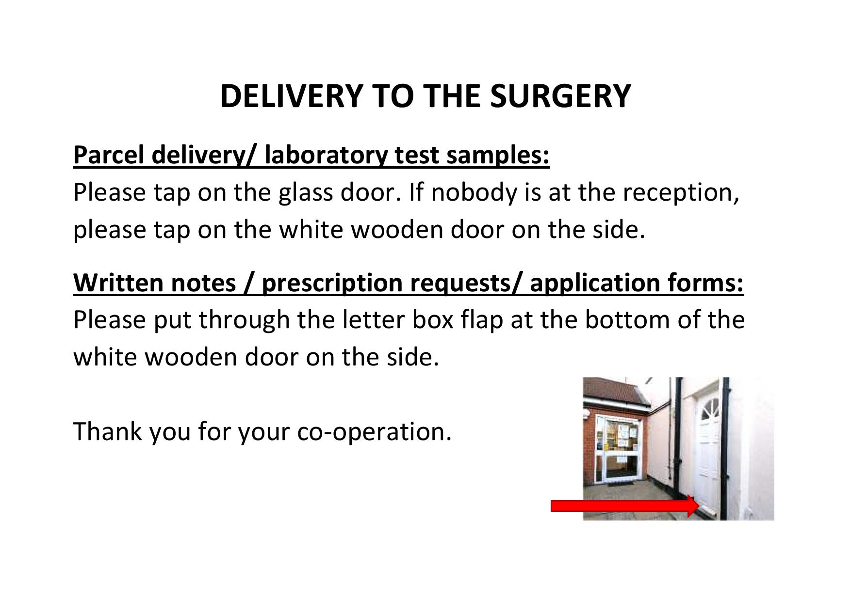 Delivery to the surgery